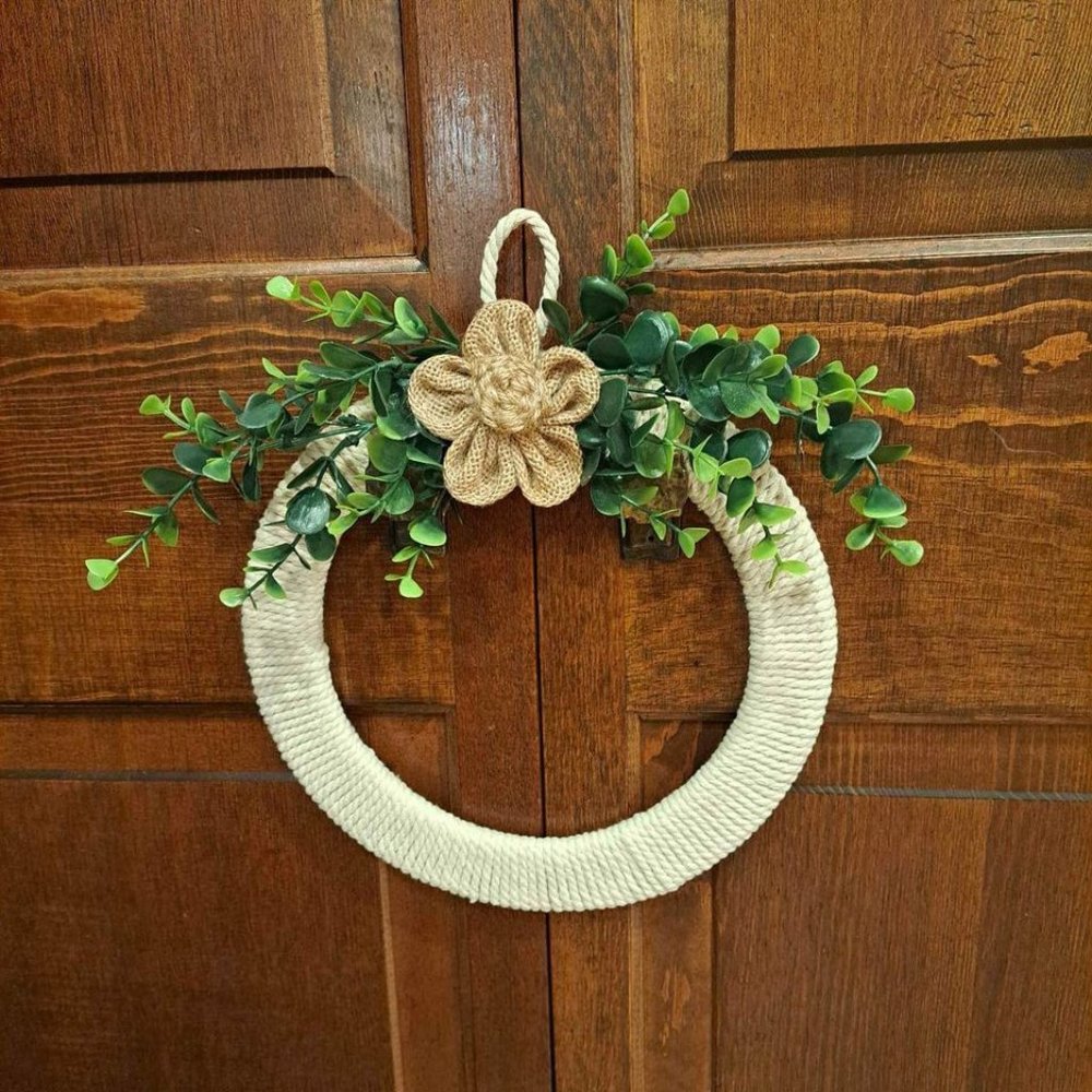 New Handmade Shabby Chic Wreath (Approx 11” Wide X 12” Tall) (Version 2)
